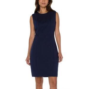 Liverpool Dress SZ 14/32 NWT Navy Zipper Detail Plus Curvy Sheath Sleeveless